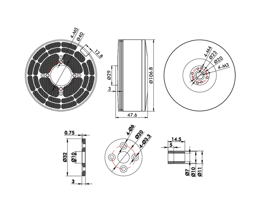 T-Motor U12 V2 Efficiency Type UAV Motor KV60