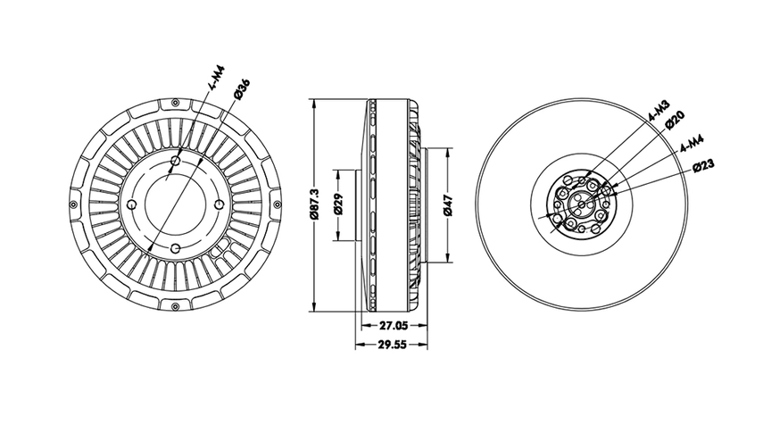 U8Ⅱ PRO Efficiency Type UAV Motor KV100 Technical Drawing